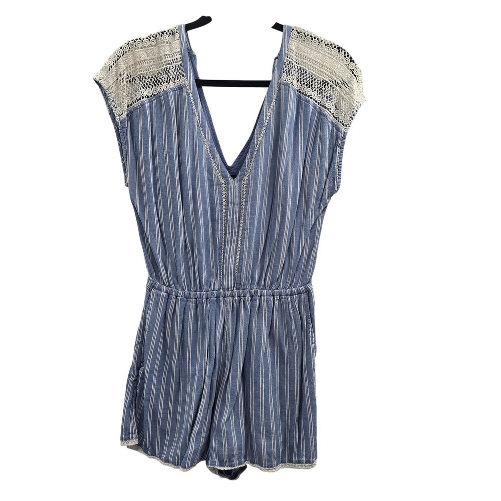 Abercrombie & Fitch Romper Women Small Short Striped Lace Trim Boho Chic Summer